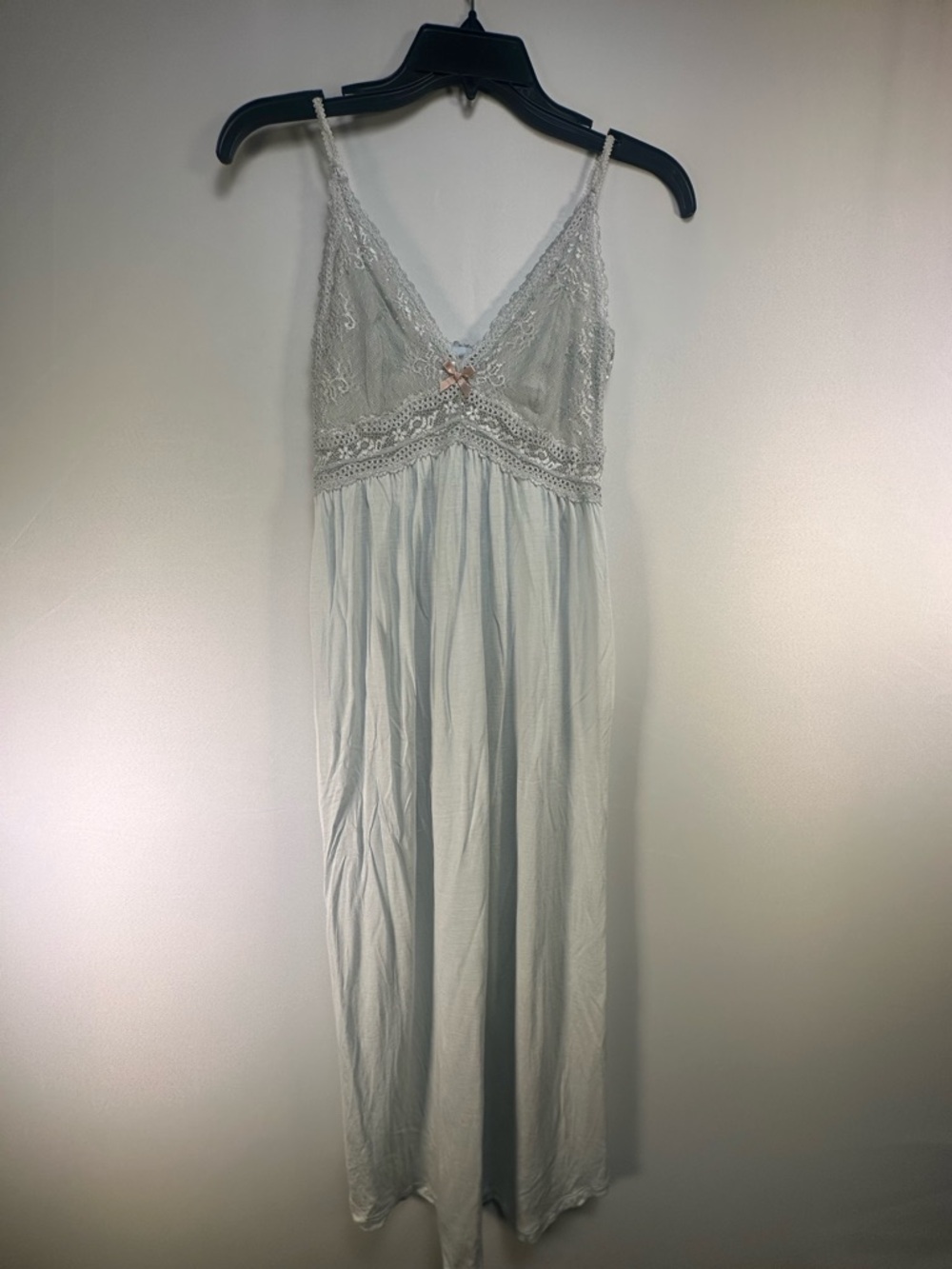 Eberjey Lace-Trim Chemise in Pale Blue with Bow Accent